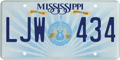 MS license plate LJW434