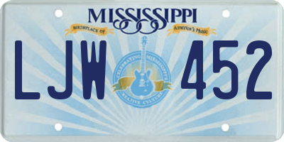 MS license plate LJW452
