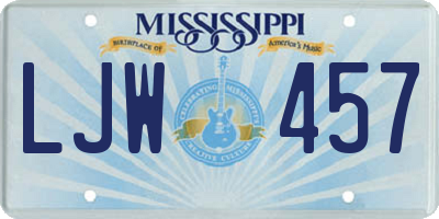 MS license plate LJW457