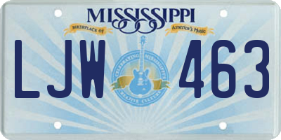 MS license plate LJW463