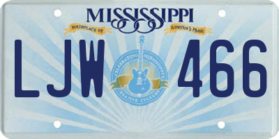 MS license plate LJW466