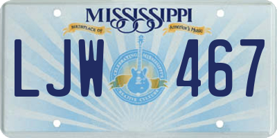 MS license plate LJW467