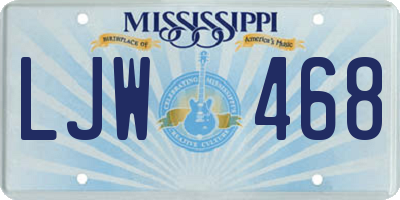 MS license plate LJW468