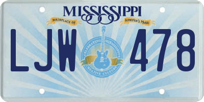 MS license plate LJW478