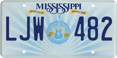 MS license plate LJW482
