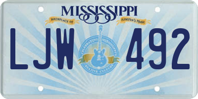 MS license plate LJW492