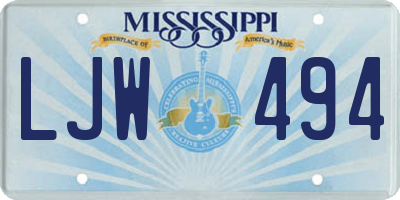 MS license plate LJW494