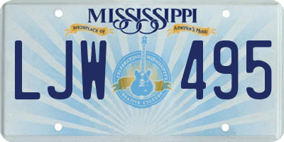 MS license plate LJW495