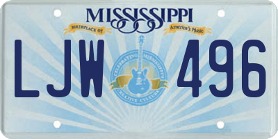 MS license plate LJW496