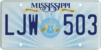 MS license plate LJW503