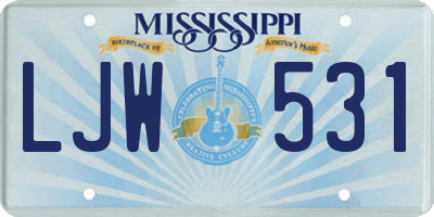 MS license plate LJW531