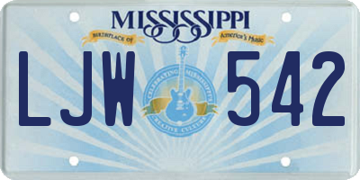 MS license plate LJW542