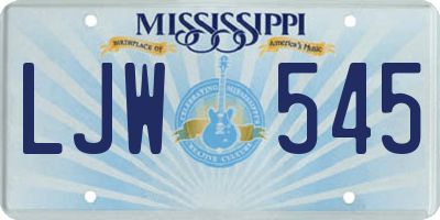 MS license plate LJW545