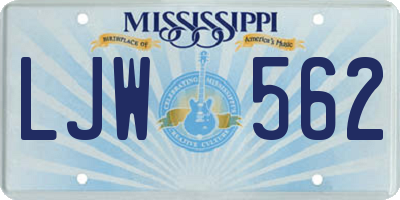 MS license plate LJW562
