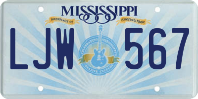 MS license plate LJW567