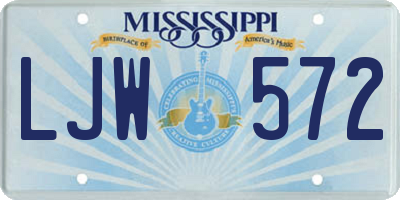 MS license plate LJW572