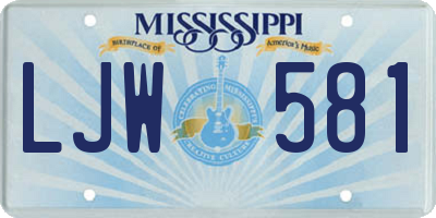 MS license plate LJW581