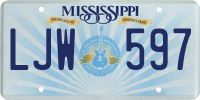 MS license plate LJW597