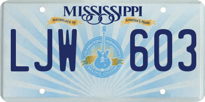 MS license plate LJW603