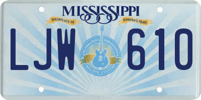 MS license plate LJW610