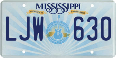 MS license plate LJW630