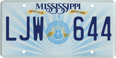 MS license plate LJW644