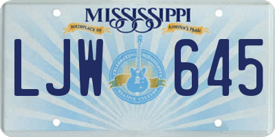 MS license plate LJW645