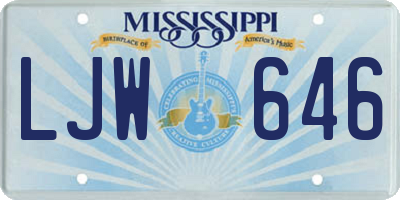 MS license plate LJW646