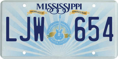 MS license plate LJW654