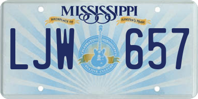 MS license plate LJW657