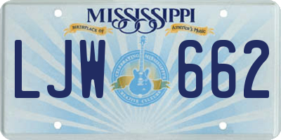 MS license plate LJW662