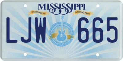 MS license plate LJW665