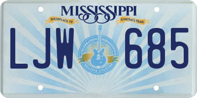 MS license plate LJW685