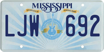 MS license plate LJW692