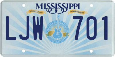 MS license plate LJW701