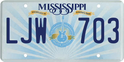 MS license plate LJW703