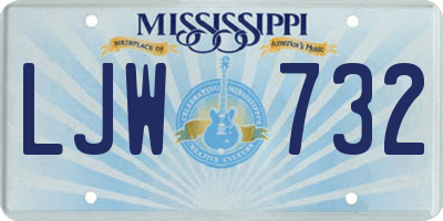 MS license plate LJW732