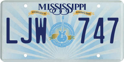 MS license plate LJW747