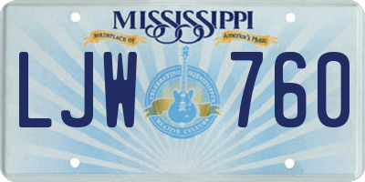 MS license plate LJW760