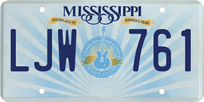 MS license plate LJW761
