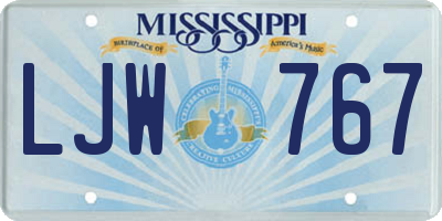 MS license plate LJW767