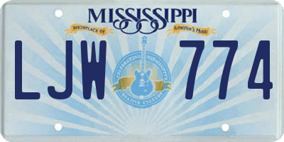 MS license plate LJW774