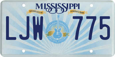 MS license plate LJW775