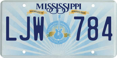 MS license plate LJW784