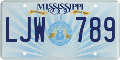 MS license plate LJW789