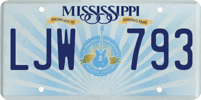 MS license plate LJW793
