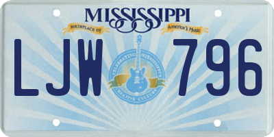 MS license plate LJW796