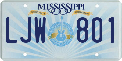 MS license plate LJW801