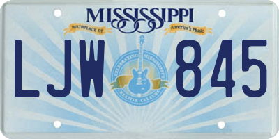 MS license plate LJW845