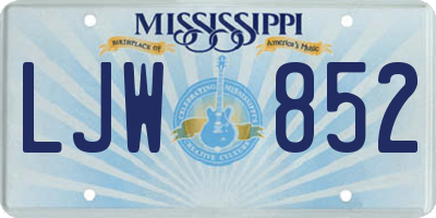 MS license plate LJW852